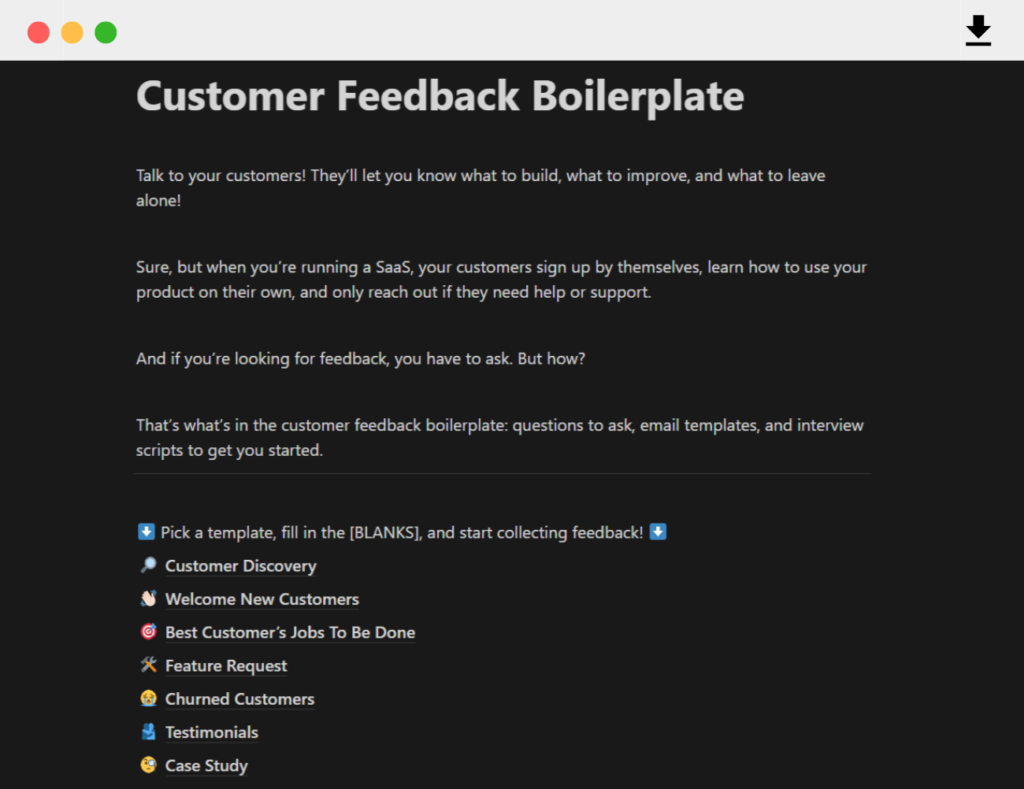 Customer Feedback Boilerplate Preview